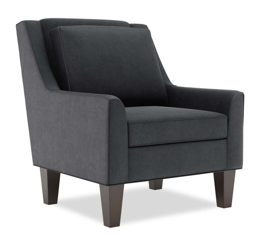 Fauteuil d'appoint club Sofa Lab de 29 po fabriqué au Canada en tissu d'apparence lin avec pattes en bois - gris Pax Pepper | CLUB2949
