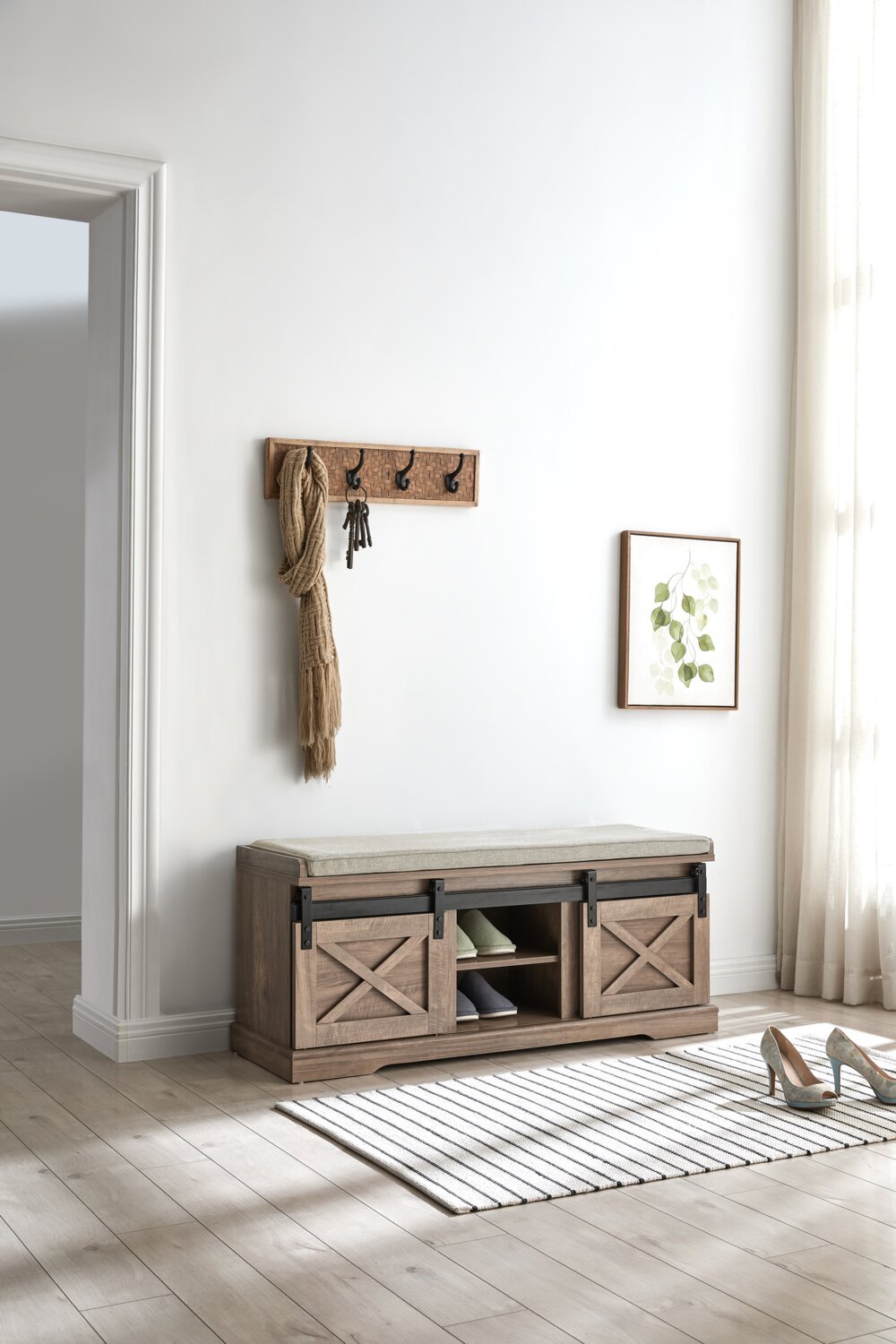 Gavin 47.25 Bench with Shoe Storage - Hazelnut|Banc Gavin de 47,25 po avec rangement pour chaussures - noisette