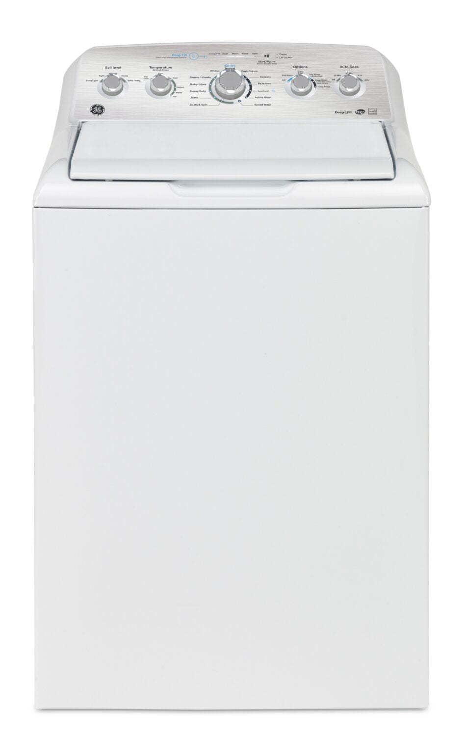 GE 4,9 Cu. FT. Laveuse à agitateur double action à chargement par le haut avec cycle SaniFresh - GTW490BMRWS | Laveuse GE à chargement par le haut de 4,9 pi³ avec agitateur à double action et cycle SaniFresh - G…