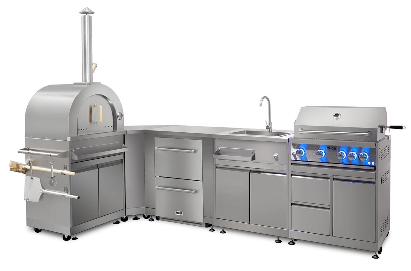 Four à pizza extérieur avec armoire Thor Kitchen - MK07SS304 | Four à pizza Thor Cuisine avec armoire pour l'extérieur - MK07SS304 | MK07SPIZ