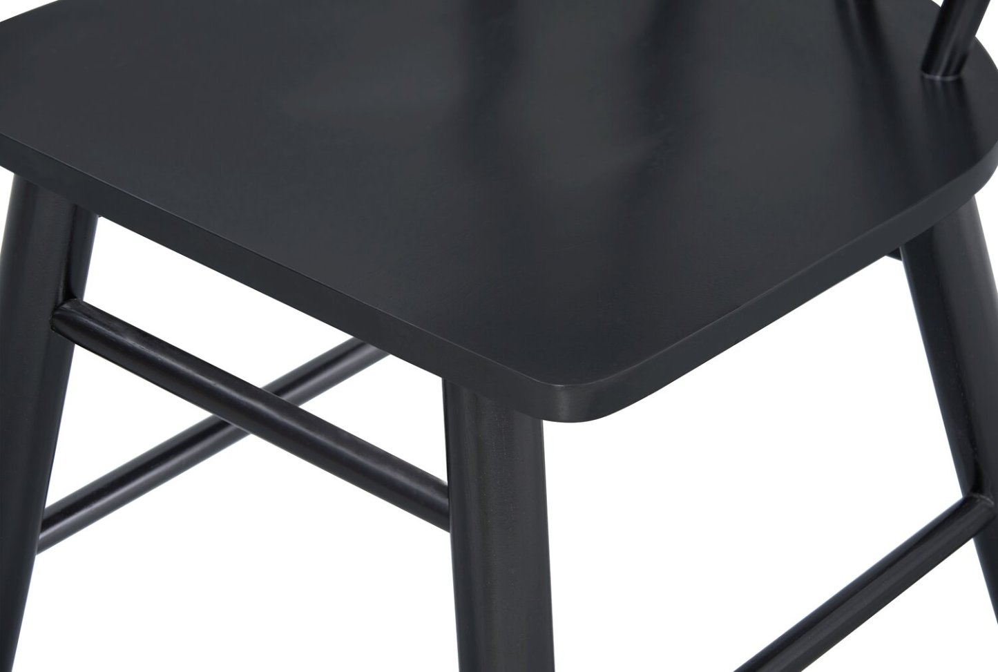 Chaise de salle à manger Remi avec dossier à lattes courbé - noire | Remi Dining Chair with Curved Slat-Back - Black