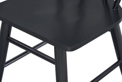 Chaise de salle à manger Remi avec dossier à lattes courbé - noire | Remi Dining Chair with Curved Slat-Back - Black