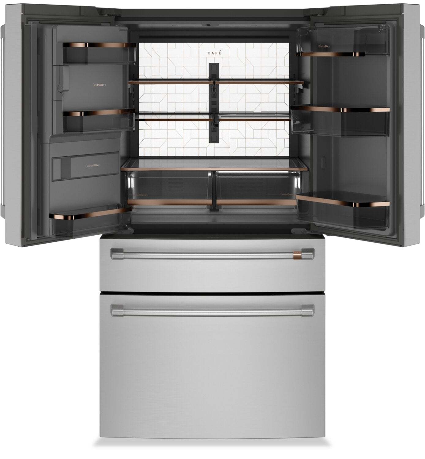 Réfrigérateur Café de 36 22,3 pi³ à 4 portes - acier inoxydable - CXE22DP2PS1 | Cafe 36 22.3 Cu. Ft. Quad Door Refrigerator - Stainless - CXE22DP2PS1