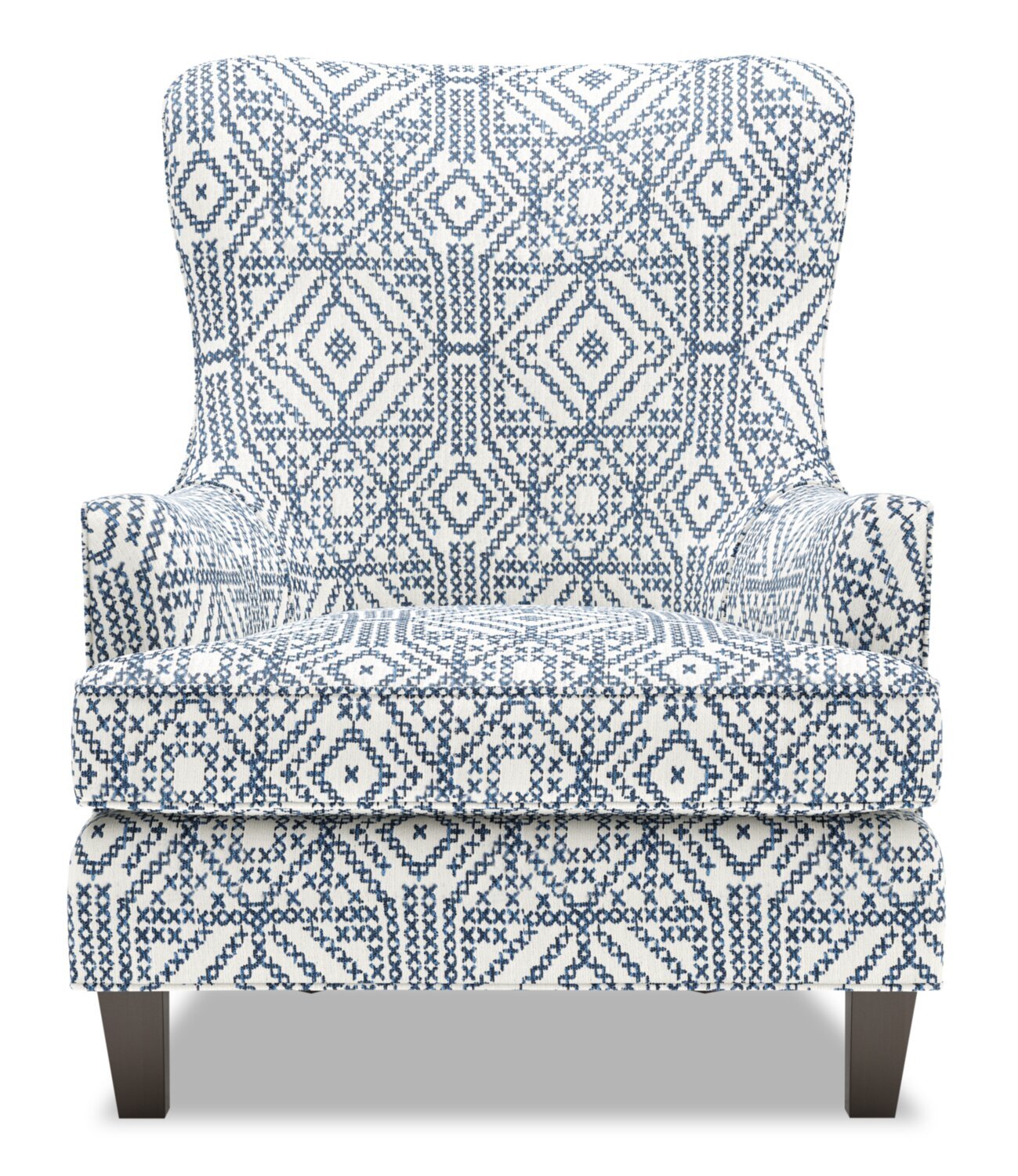 Fauteuil d'appoint à oreilles Sofa Lab personnalisable de 32 po fabriqué au Canada en tissu - Encre multicolore | AILE1156