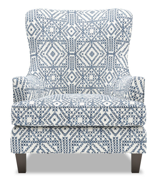 Fauteuil d'appoint à oreilles Sofa Lab personnalisable de 32 po fabriqué au Canada en tissu - Encre multicolore | AILE1156