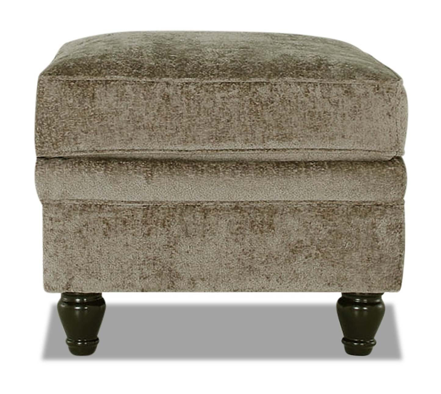 Fabriqué au Canada Ottoman Bellmont 26 en tissu chenille avec pieds en bois - Brun caramel | Pouf Bellmont de 26 po fabriqué au Canada en tissu de chenille avec pattes en bois - brun caramel
