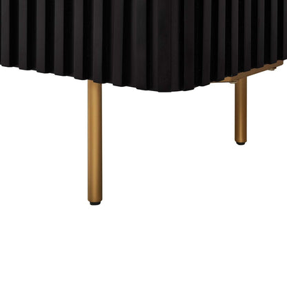 Desserte de salle à manger Capri de Kort &amp; Co. de 66 po (L) avec rangement, dessus en imitation de marbre et touches dorées - noire et blanche