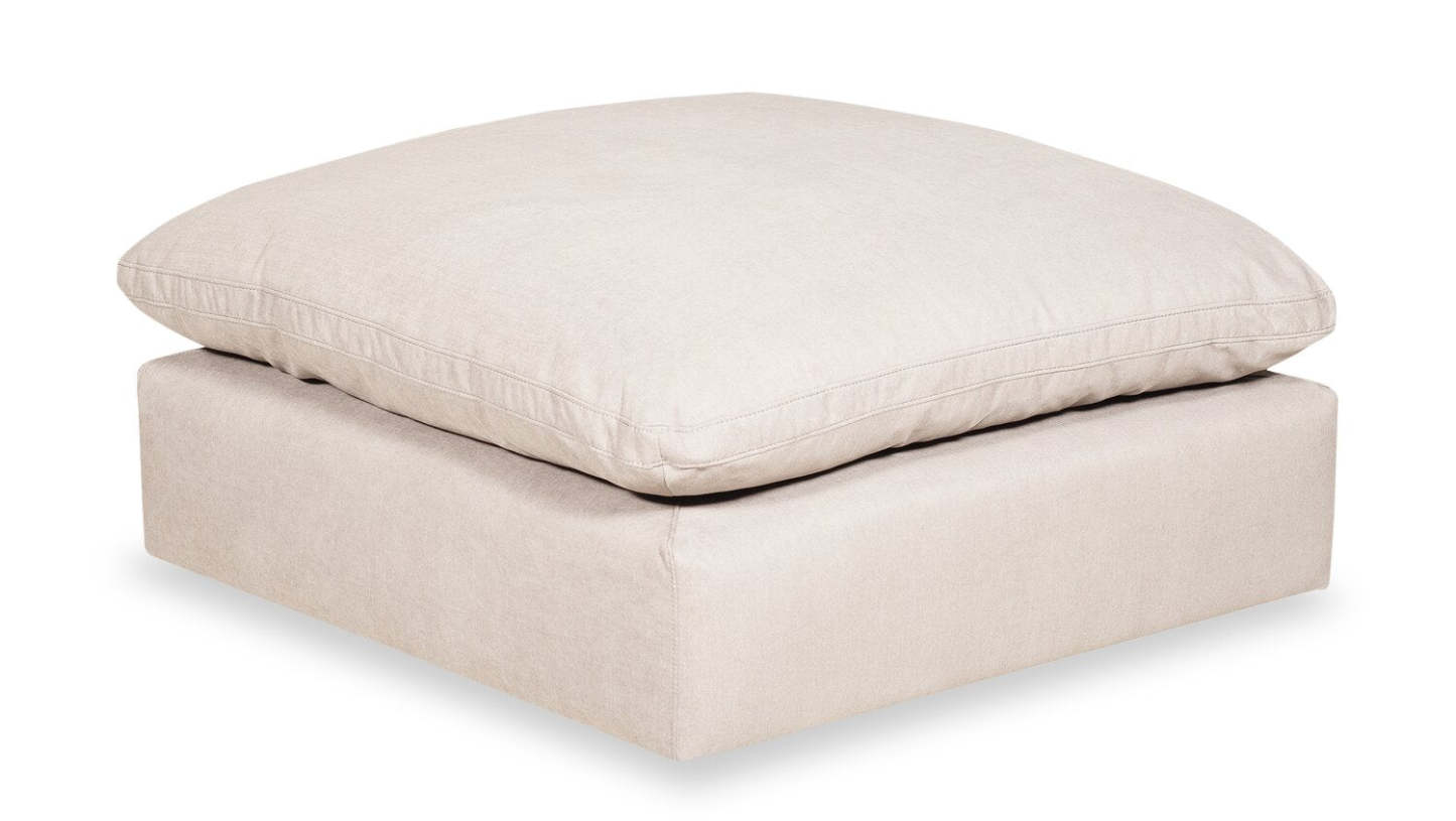 Pouf Eclipse Modular 43 en tissu d'apparence lin avec coussin en plumes - Beige lin | Pouf modulable Eclipse de 43 po en tissu d'apparence lin avec coussin en couette et plumes - lin beige