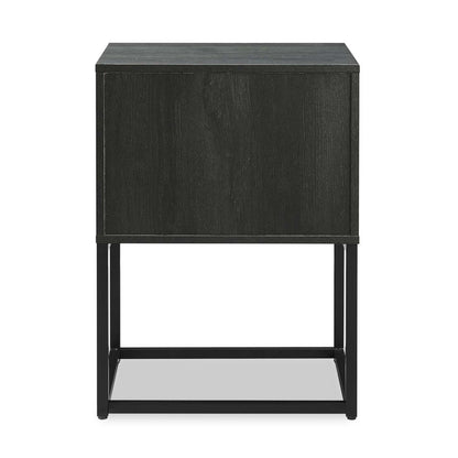 Table de chevet Fynn à 1 tiroir avec étagère de rangement, 18 L x 25,75 H - Marron/Noir | Table de nuit Fynn de 18 po (l) x 25,75 po (H) à 1 tiroir avec tablette de rangement - brune et noire