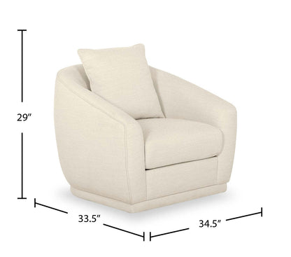 Fauteuil d'appoint pivotant en tissu chenille Rio 34,5 - Blanc ivoire | Fauteuil d'appoint pivotant Rio de 34,5 po en tissu chenille - blanc ivoire