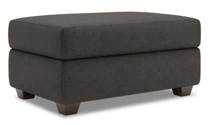 Fabriqué au Canada Pouf de rangement personnalisable Sofa Lab The Trunk 39 en tissu d’apparence lin - gris Luna Kohl | Pouf de rangement The Trunk de Sofa Lab de 39 po fabriqué au Canada en tissu d’apparence lin - gris Luna Kohl | TRUN2691