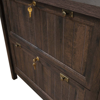 Classeur latéral Retta de 33,39 po à 2 tiroirs - chêne café