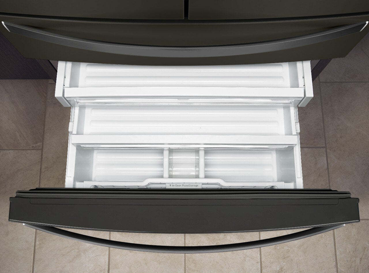 Réfrigérateur Whirlpool de 36 po et de 26 pi³ à portes françaises - finition en acier inoxydable noir - WRMF7736PV | Tourbillon 36 26 Cu. Fort. Réfrigérateur à portes françaises - Fini en acier inoxydable noir - …