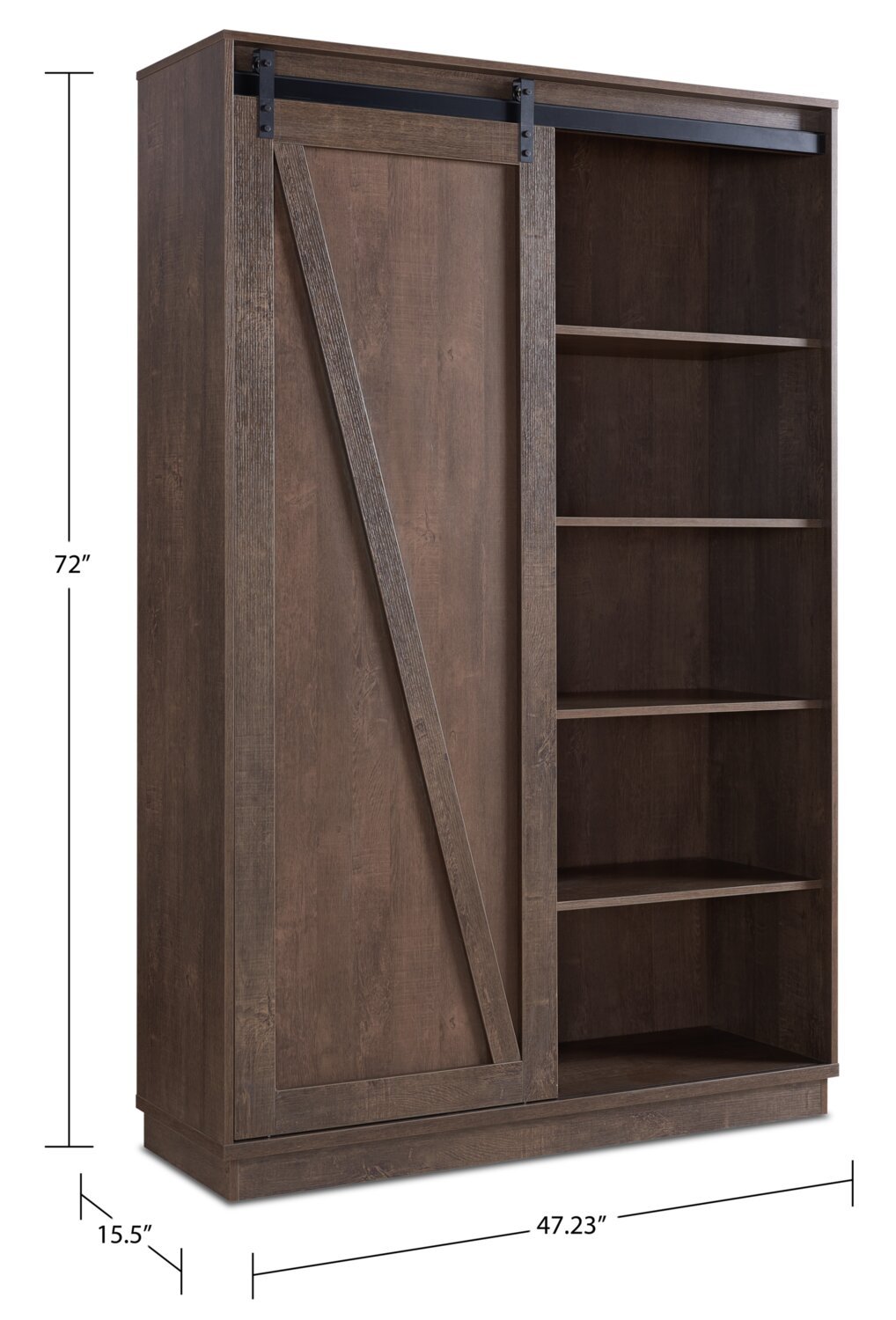 Warren 47.25 Accent Storage Cabinet with Sliding Barn-style Door - Walnut Oak|Armoire décorative de rangement Warren de 47,25 po avec porte coulissante de style grange - chêne noyer