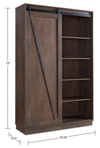 Warren 47.25 Accent Storage Cabinet with Sliding Barn-style Door - Walnut Oak|Armoire décorative de rangement Warren de 47,25 po avec porte coulissante de style grange - chêne noyer