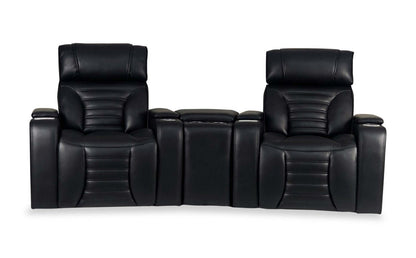 Sofa sectionnel à inclinaison électrique Zen 3 pièces de style cinéma maison en similicuir avec massage et console de rangement - noir