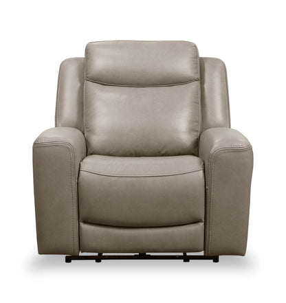 Scott Living Fauteuil à inclinaison électrique Prescott 42,5 en cuir véritable avec appui-tête électrique - Gris | Fauteuil inclinable électrique Prescott de Scott Living de 42,5 po en cuir véritable avec appuie-tête électrique - gris