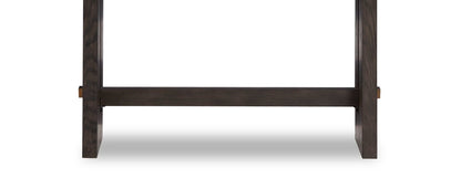 Table de canapé Warwick 52" en bois massif et marbre – Chêne blanc et brun | Table de salon Warwick de 52 po en bois massif et en marbre - blanche et chêne brun