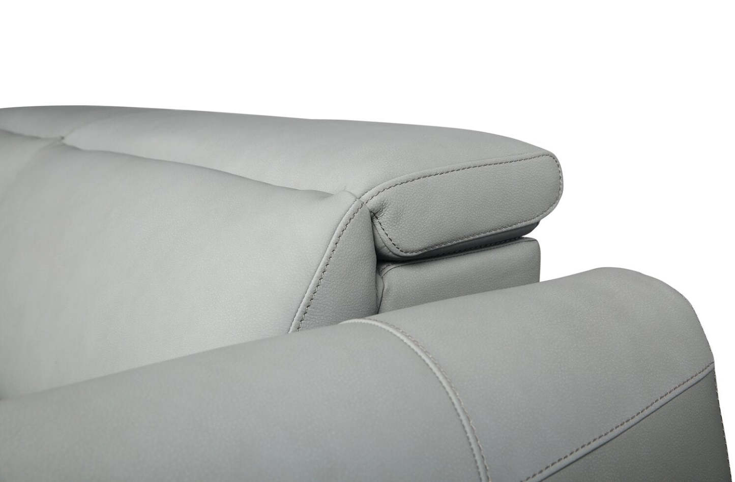 Sofa à inclinaison électrique Gianna de 76 po en cuir véritable avec appuie-têtes électriques et ports USB - bleu spa