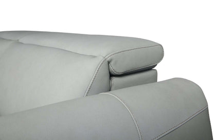 Sofa à inclinaison électrique Gianna de 76 po en cuir véritable avec appuie-têtes électriques et ports USB - bleu spa