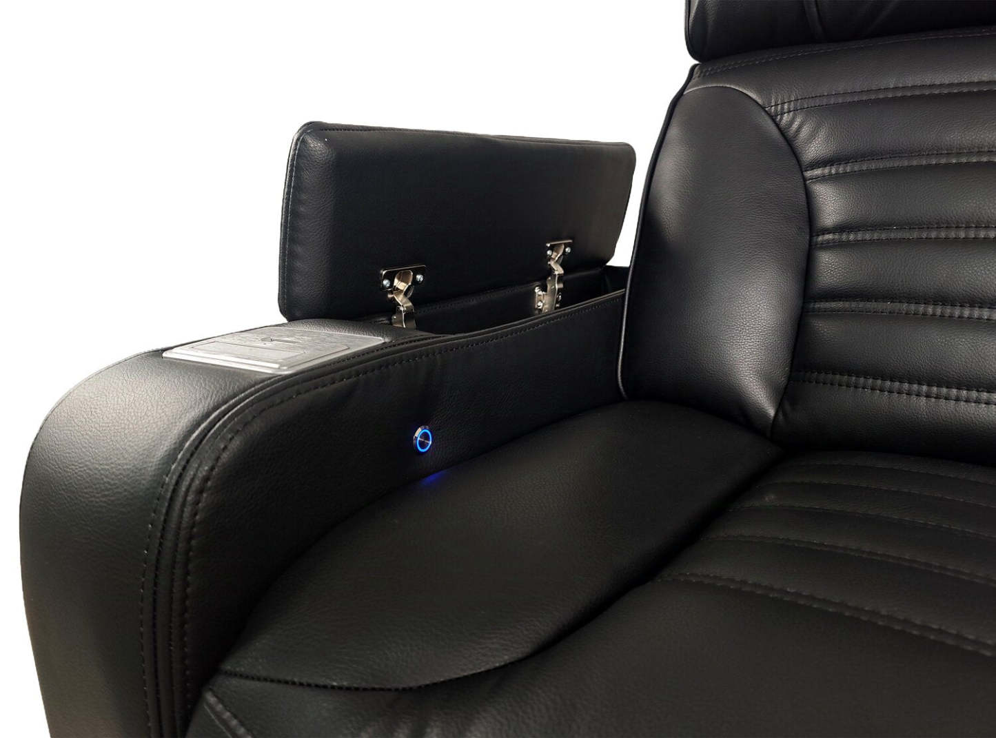 Sofa sectionnel à inclinaison électrique Zen 3 pièces de style cinéma maison en similicuir avec massage et console de rangement - noir