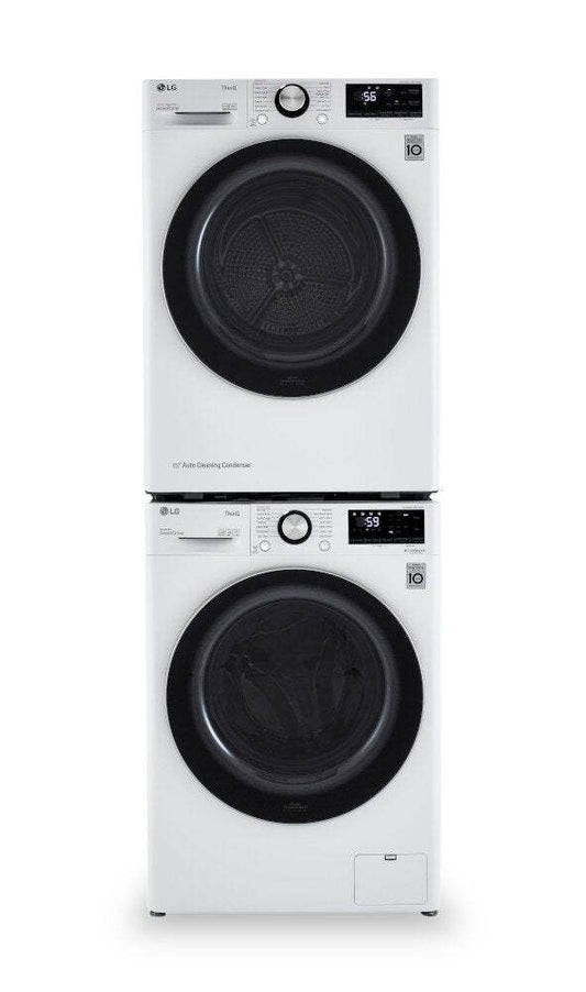 LG 2,6 pi³ Laveuse intelligente à chargement frontal et 4,2 pi³ Sécheuse intelligente avec pompe à chaleur | Laveuse intelligente de chargement frontal 2,6 pi³ et sécheuse intelligente avec pompe à chaleur 4,2 pi³ LG | LGFL24WW