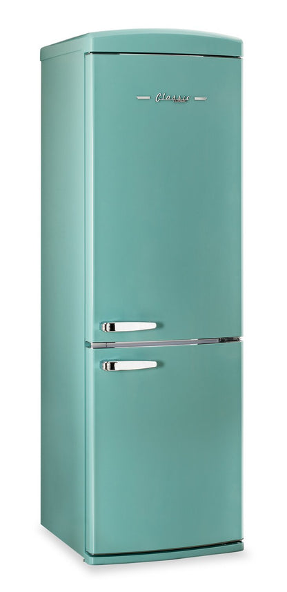 Réfrigérateur Classic Rétro par Unique de 24 po et de 12 pi3 à congélateur inférieur - turquoise brume marine - UGP-340L T AC | U340LTAC