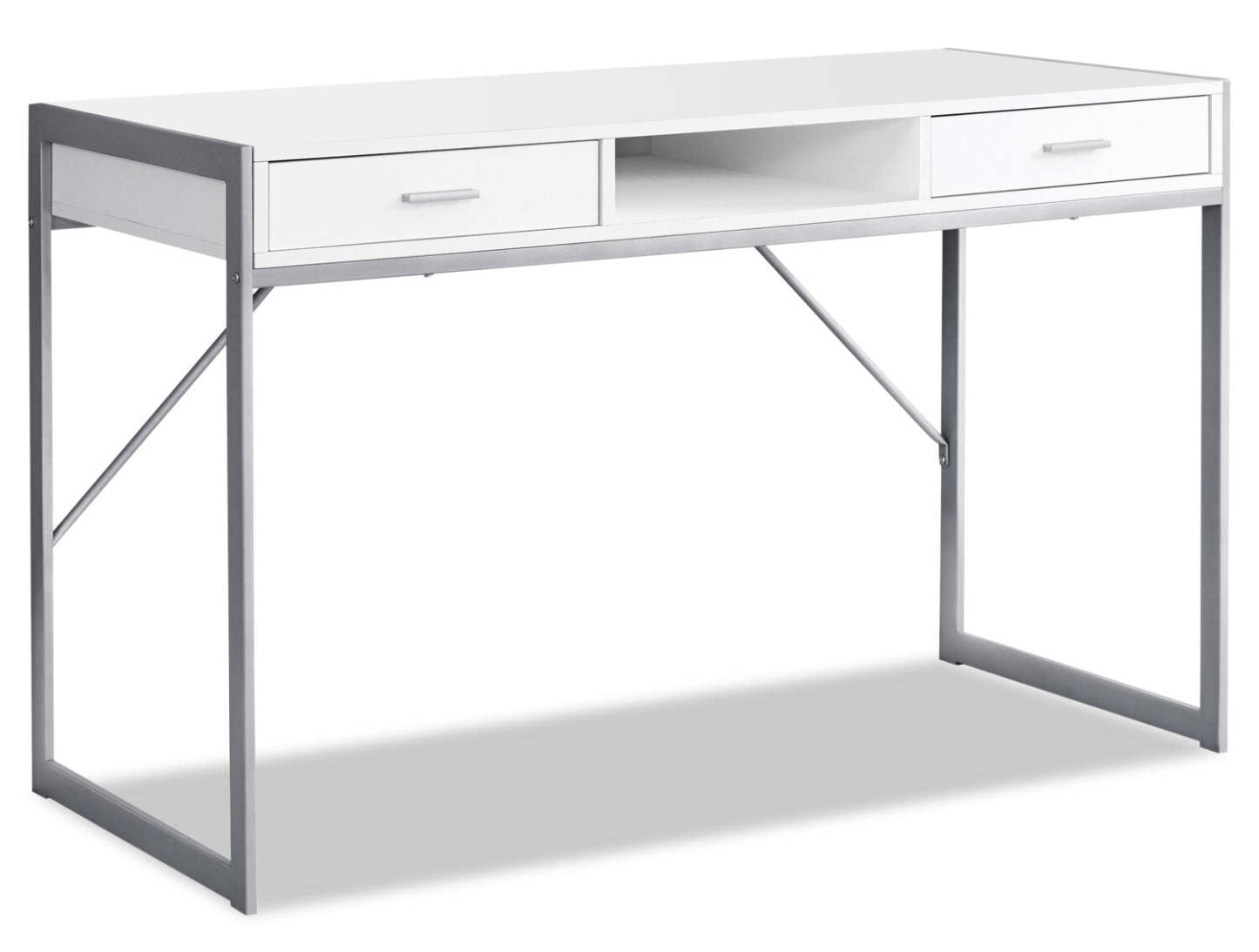 Bureau Xavier 48 avec 2 tiroirs et compartiment - Blanc|Bureau Xavier de 48 po à 2 tiroirs et compartiment - blanc