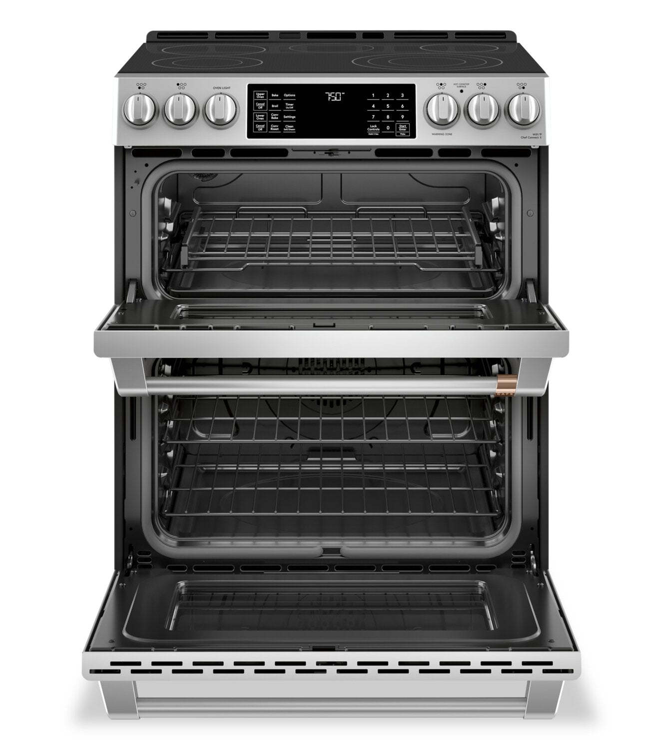 Cuisinière intelligente électrique Café de 6,7 pi³ avec convection européenne véritable - acier inoxydable - CCES750P2MS1