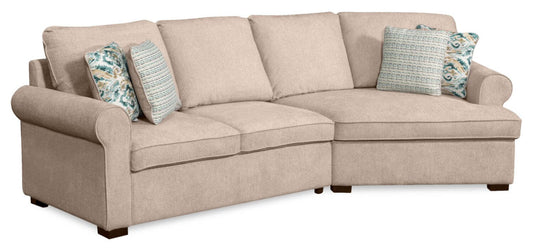 Scott Living Haven 2-Piece Right-Facing Chenille Fabric Cuddler Sectional - Taupe | Canapé sectionnel enveloppant de droite Haven de Scott Living 2 pièces en tissu de chenille - taupe