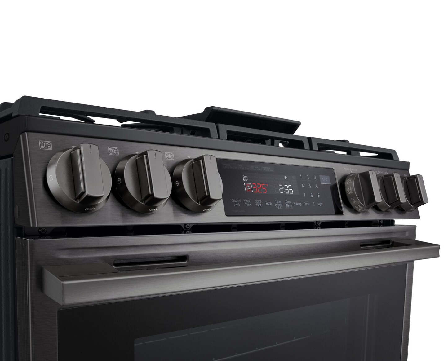Cuisinière intelligente à gaz encastrée LG de 6,3 pi3 avec friture à air – acier inoxydable noir - LSGL6335Z