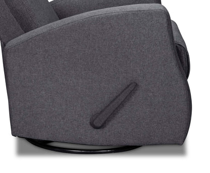Fauteuil berçant, pivotant et inclinable Nyla de 30 po en tissu d’apparence lin - gris