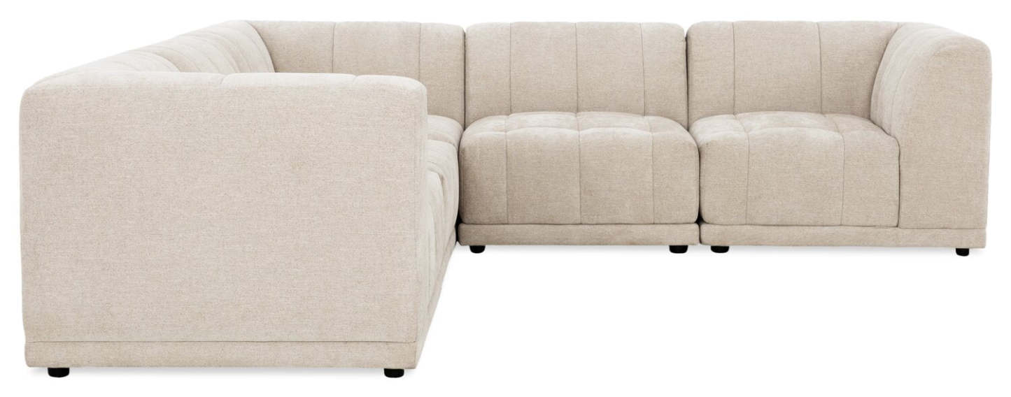 Sofa sectionnel modulaire Oaklyn Kort & Co. 5 pièces en tissu avec coussins de siège capitonnés - beige
