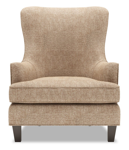 Fauteuil d'appoint à oreilles Sofa Lab personnalisable de 32 po en tissu de chenille fabriqué au Canada - taupe de luxe | AILE2893