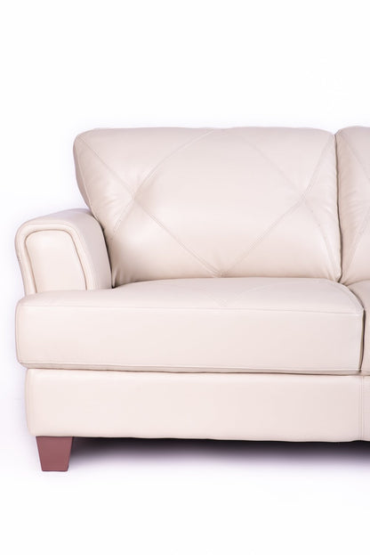 Chateau d’Ax Vita 70 100% Cuir véritable Canapé avec coutures à motif de diamant et pieds en bois - Gris fumée | Causeuse Vita de Château d’Ax de 70 po en cuir 100 % véritable avec coutures à motif de diamant et pattes en bois - gris fumée