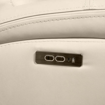 Scott Living Causeuse à inclinaison électrique Prescott 79 en cuir véritable avec appuie-tête électriques - Gris platine | Causeuse à inclinaison électrique Prescott de Scott Living de 79 po en cuir véritable avec appuie-têtes électriques - gris platine