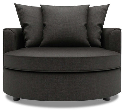 Fauteuil d'appoint enveloppant Sofa Lab de 48 po fabriqué au Canada en tissu d'apparence lin - gris Luna Kohl | CUDD2691