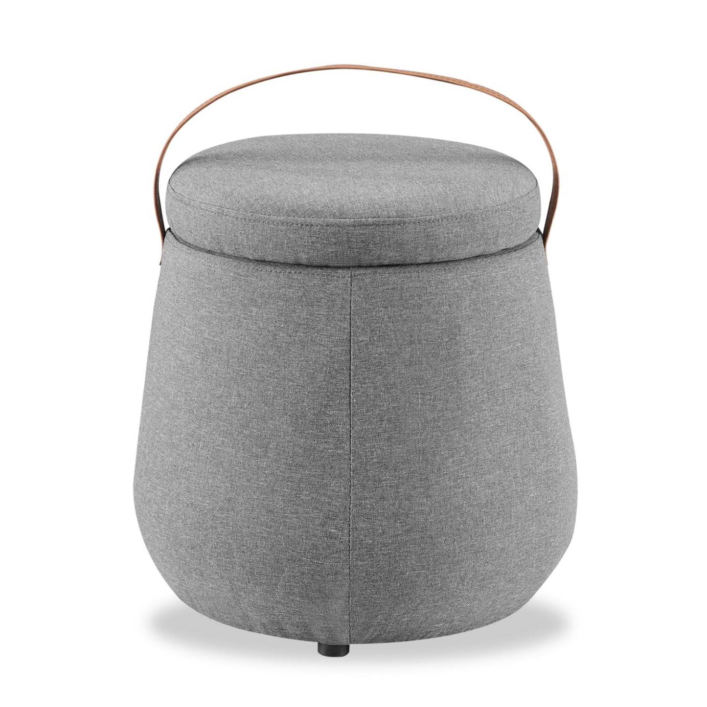 Pouf de rangement rond Vancouver de 18 po en tissu avec poignée - gris