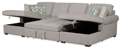 Sofa-lit sectionnel Haven de Scott Living 3 pièces en tissu de chenille avec 2 fauteuils longs de rangement - gris
