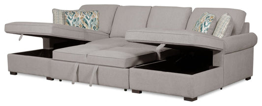 Sofa-lit sectionnel Haven de Scott Living 3 pièces en tissu de chenille avec 2 fauteuils longs de rangement - gris