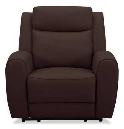 Fauteuil à inclinaison électrique Reign de 41,25 po en cuir véritable de qualité supérieure avec port USB - brun chocolat Silverado