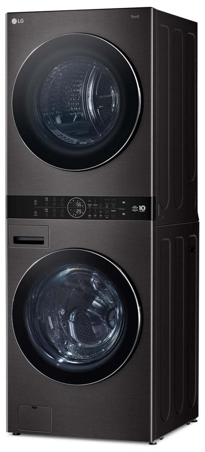 Laveuse LG 5,8/Sécheuse 7,8 Cu. Fort. Tour de lavage haute efficacité à chargement frontal™ - Acier noir - WKHC252HBA | Tour de lavage WashTowerMC haute efficacité LG à chargement frontal avec laveuse de 5,8 pi³ et séche…
