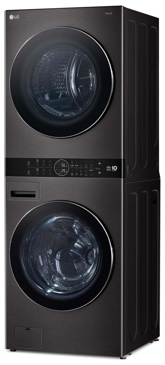 Laveuse LG 5,8/Sécheuse 7,8 Cu. Fort. Tour de lavage haute efficacité à chargement frontal™ - Acier noir - WKHC252HBA | Tour de lavage WashTowerMC haute efficacité LG à chargement frontal avec laveuse de 5,8 pi³ et séche…