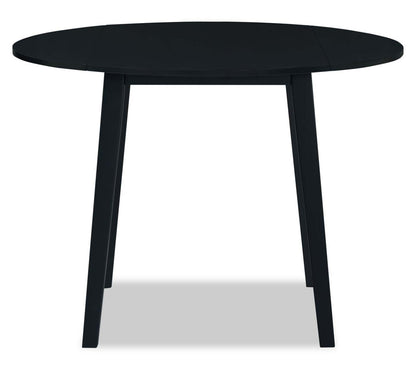 Ensemble de salle à manger Bryn 3 pièces avec 42 tables rondes à abattant et 2 chaises, tissu - Noir | Ensemble de salle à manger Bryn 3 pièces avec table ronde de 42 po à abattant et 2 chaises en tissu - noire