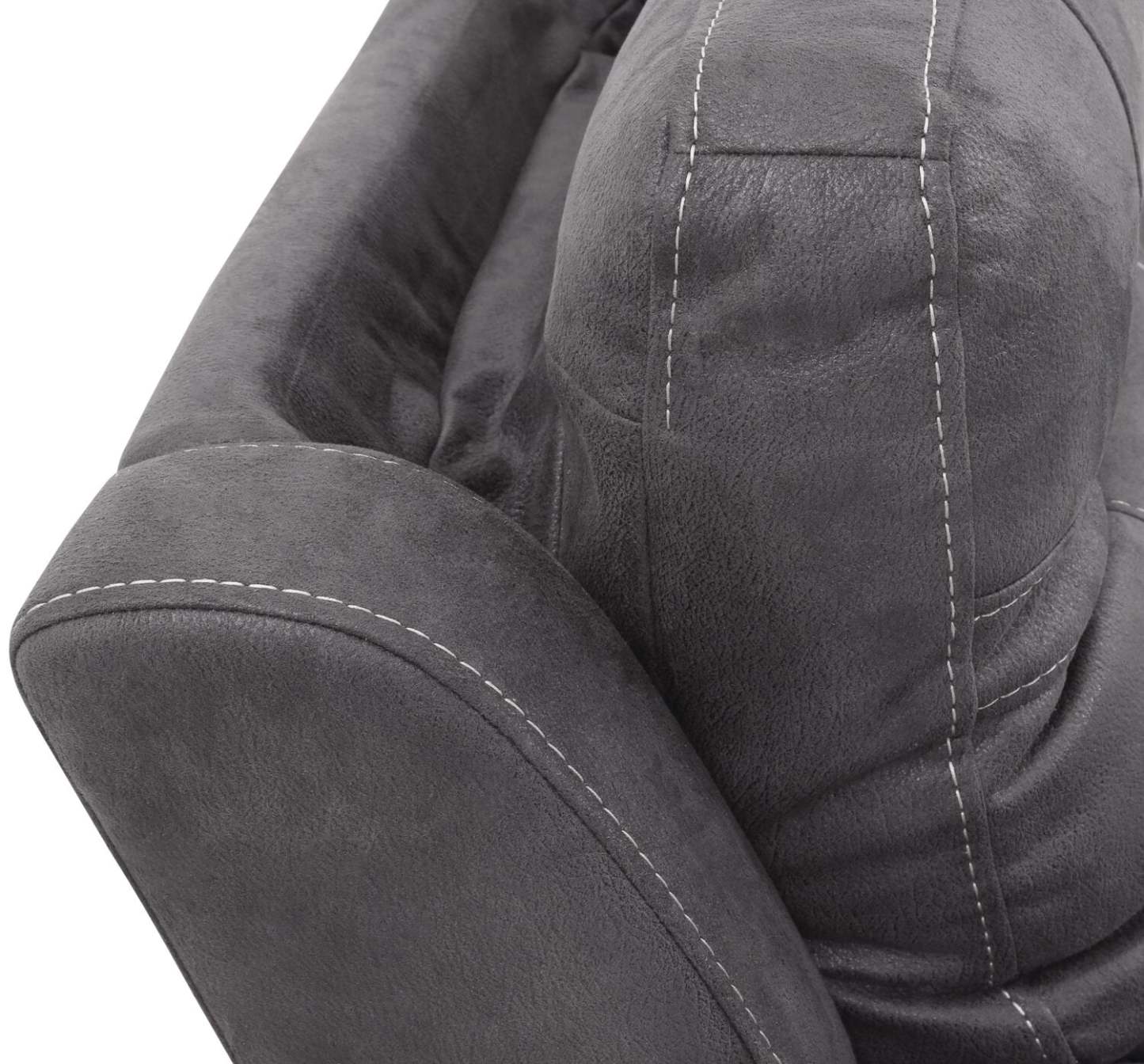 Sofa sectionnel à inclinaison électrique Floy 5 pièces en suédine avec appuie-têtes électriques, console de rangement et port USB - gris