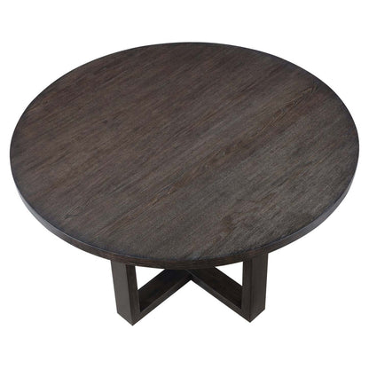 Table de salle à manger Zelda avec base sur piédestal, ronde 52 W - Brun expresso | Table de salle à manger ronde Zelda de 52 po (L) avec base piédestal - brun expresso