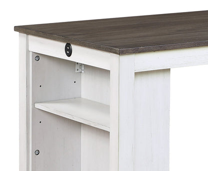 Lane 3pc Counter-Height Dining Set with Table & 2 Chairs, Built-in Shelves & USB, 36.5W - White | Ensemble de salle à manger Lane 3 pièces de hauteur comptoir avec table de 36,5 po (L), tablettes et port USB intégrées, et 2 chaises - blanc