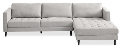 Metro 2-Piece Right-Facing Fabric Sectional with Chaise and Tufted Seat Cushions - Neutral | Canapé sectionnel en tissu Metro 2 pièces à droite avec chaise longue et coussins de siège capitonnés - neutre