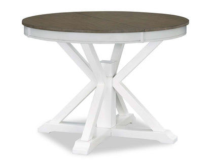 Table de salle à manger Brook avec rallonge 42-54 W, ronde - Blanc/Marron | Table de salle à manger ronde Brook de 42 po à 54 po (L) avec rallonge - blanche et brune