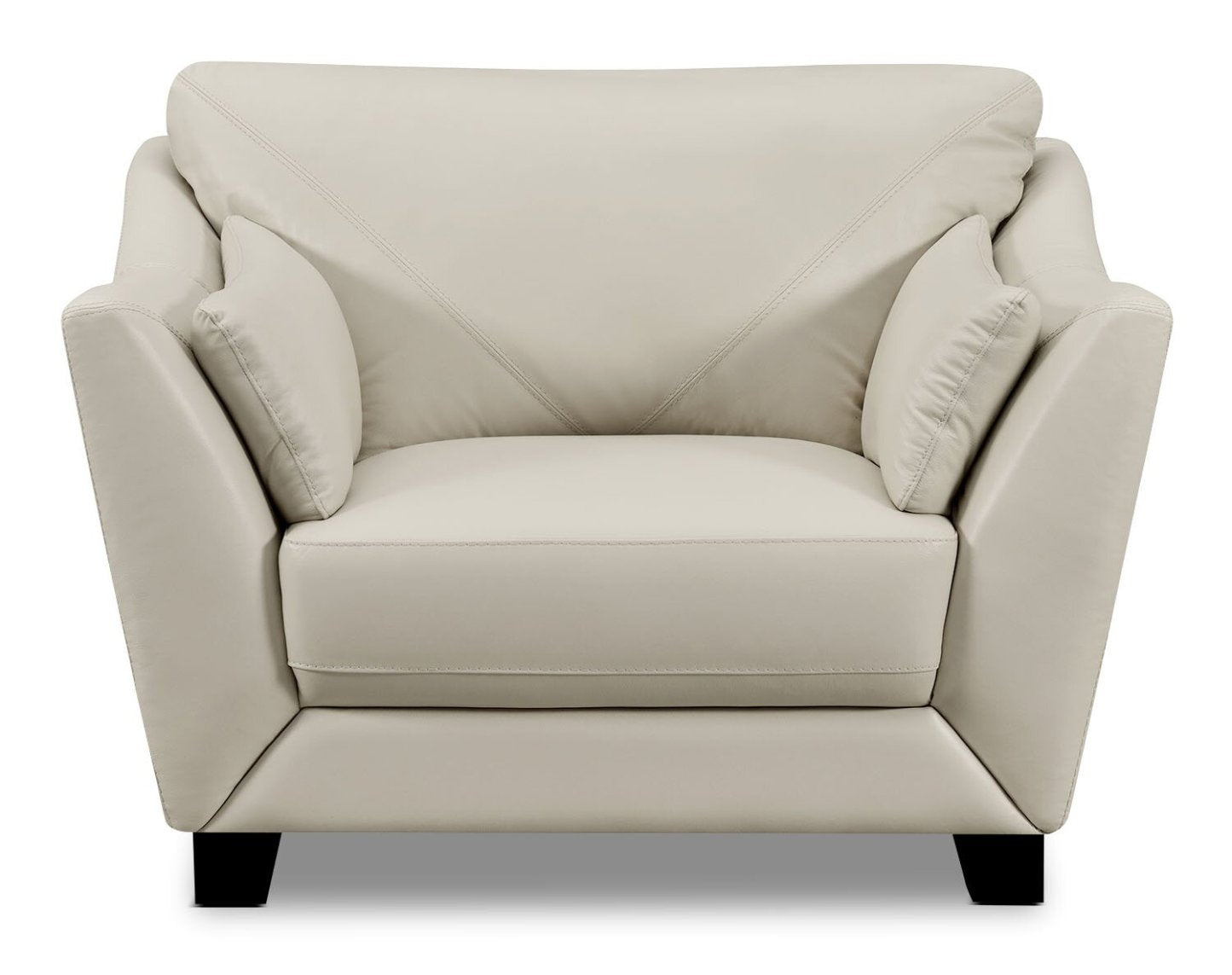 Chateau d'Ax Lusso 92 100% Genuine Leather Chair with Wood Legs - Smoke Grey | Sofa Lusso de Château d’Ax de 92 po en cuir véritable à 100 % avec pattes en bois - gris fumée